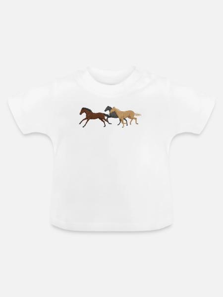 Three Horses - Baby Bio-T-Shirt mit Rundhals - Weiß
