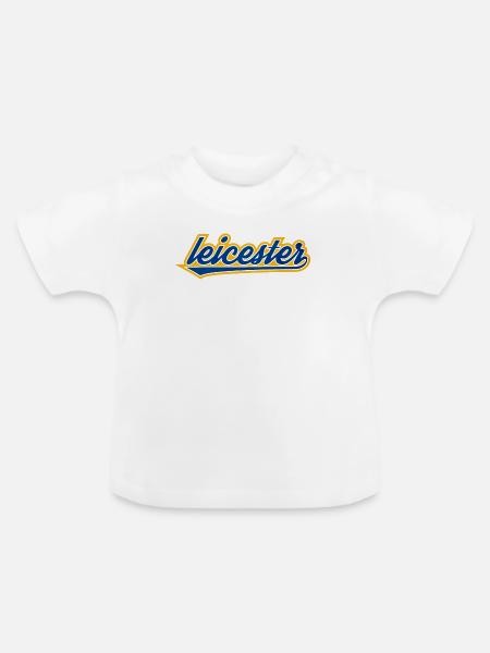 Leicester Script Swoosh auf Kleidung - Baby Bio-T-Shirt mit Rundhals - Weiß