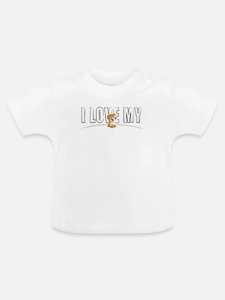 I love my Dog - Baby Bio-T-Shirt mit Rundhals - Weiß