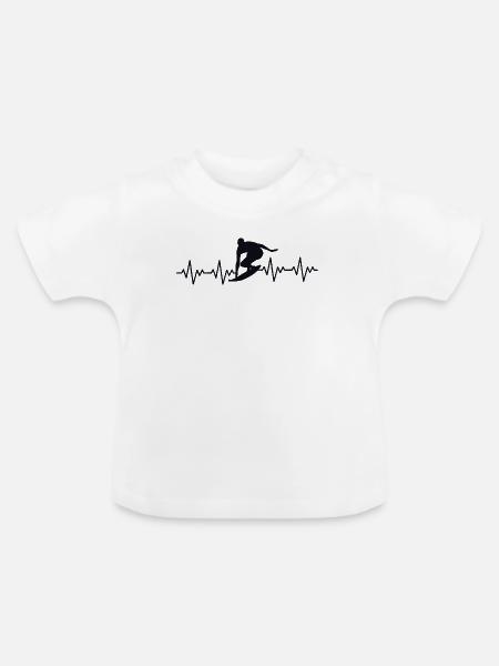 Surfer Surfen EKG Herzschlag - Baby Bio-T-Shirt mit Rundhals - Weiß