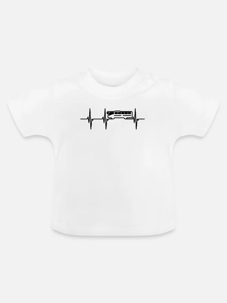 Bus Herzlinie - Baby Bio-T-Shirt mit Rundhals - Weiß