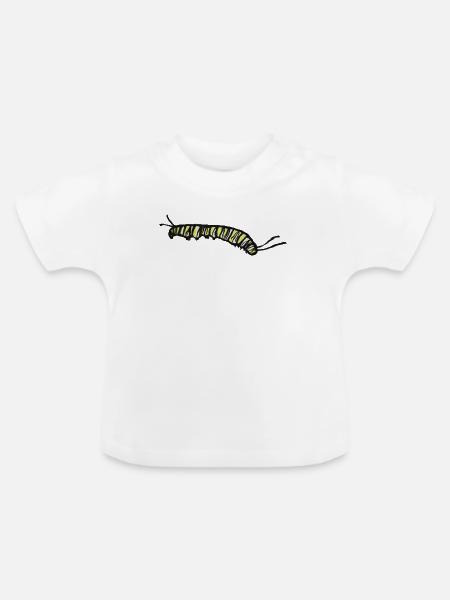 Gestreifte gelbe Raupe - Baby Bio-T-Shirt mit Rundhals - Weiß