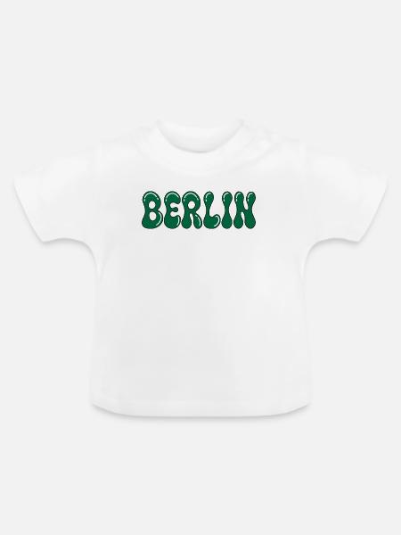 Berlin Psychedelic Green Black - Baby Bio-T-Shirt mit Rundhals - Weiß