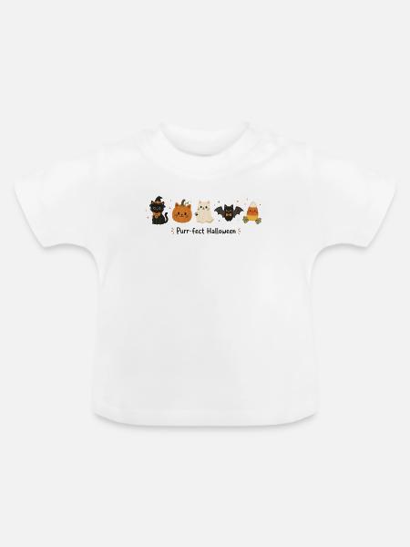 Purrfect Halloween Katzen - Baby Bio-T-Shirt mit Rundhals - Weiß