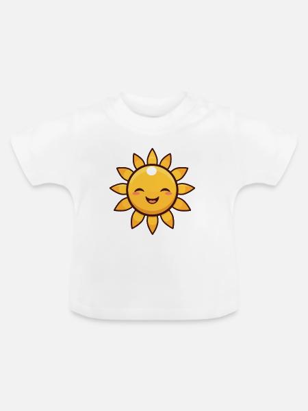 Lachende Sonne Sommer Spass Geschenk - Baby Bio-T-Shirt mit Rundhals - Weiß