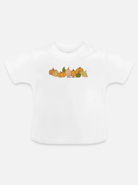 Hello autumn - Baby Bio-T-Shirt mit Rundhals - Weiß