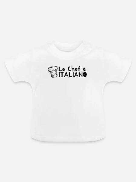 Lo chef è Italiano - Baby Bio-T-Shirt mit Rundhals - Weiß