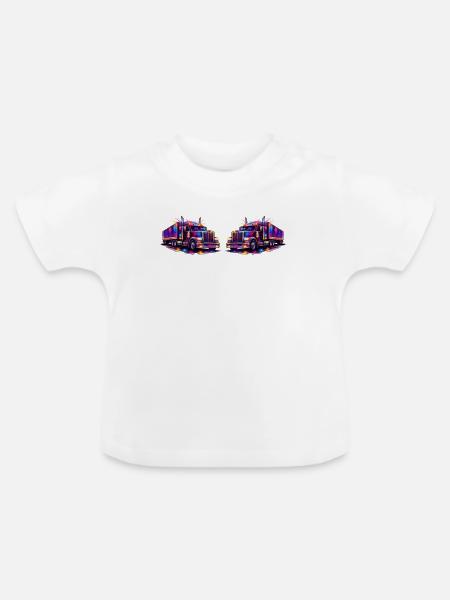 Neon-Trucks - Baby Bio-T-Shirt mit Rundhals - Weiß