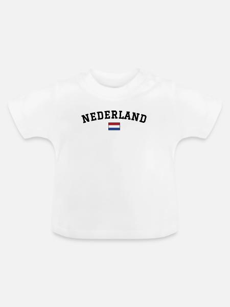 Nierderlande Flagge Design Schwarz - Baby Bio-T-Shirt mit Rundhals - Weiß