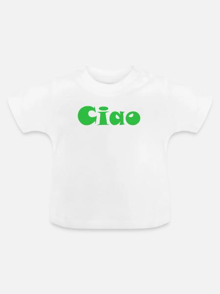 Ciao Grünes Pop-Logo Stil - Baby Bio-T-Shirt mit Rundhals - Weiß