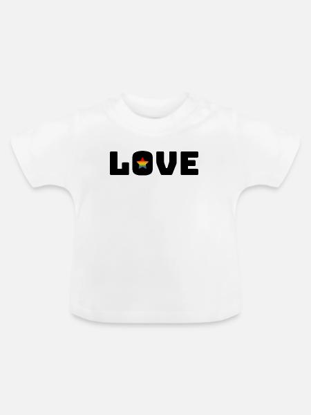 Love Stern Rainbow black - Baby Bio-T-Shirt mit Rundhals - Weiß