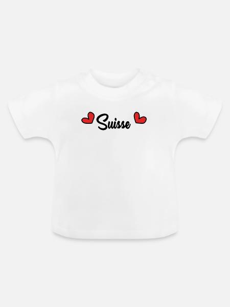 SCHWEIZ. LAND. GENF - Baby Bio-T-Shirt mit Rundhals - Weiß