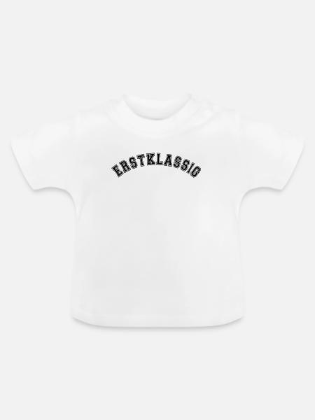 Erstklassig Einschulung, Schulstart, schulkind - Baby Bio-T-Shirt mit Rundhals - Weiß