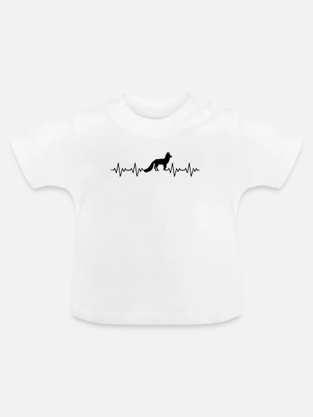 Fuchs EKG Herzschlag - Baby Bio-T-Shirt mit Rundhals - Weiß