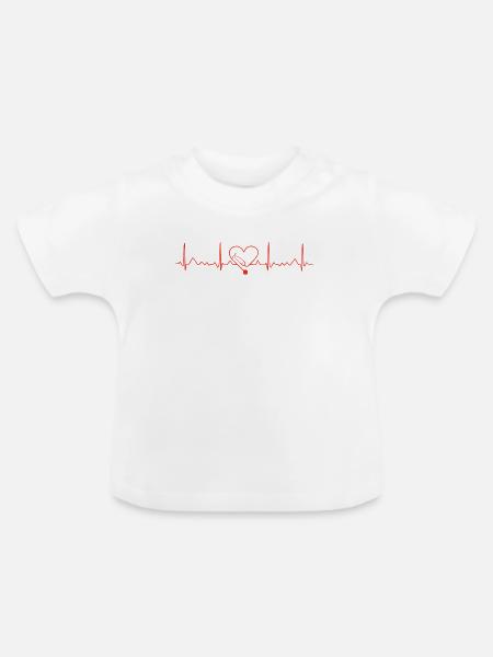 Herzschlag und Spritzenherz - Baby Bio-T-Shirt mit Rundhals - Weiß