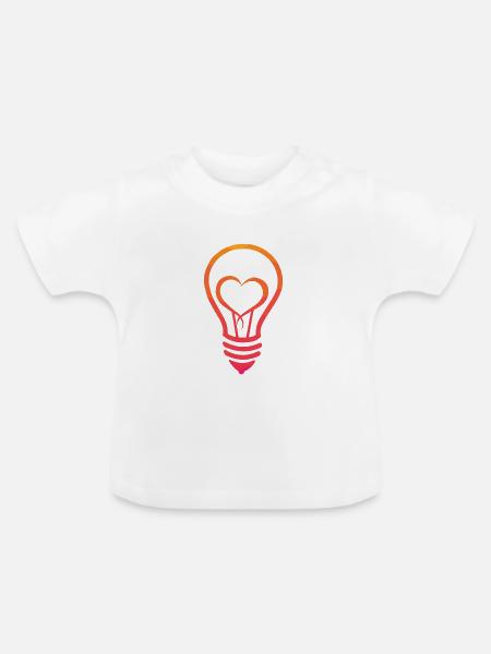 Glühbirne mit Herz - Baby Bio-T-Shirt mit Rundhals - Weiß