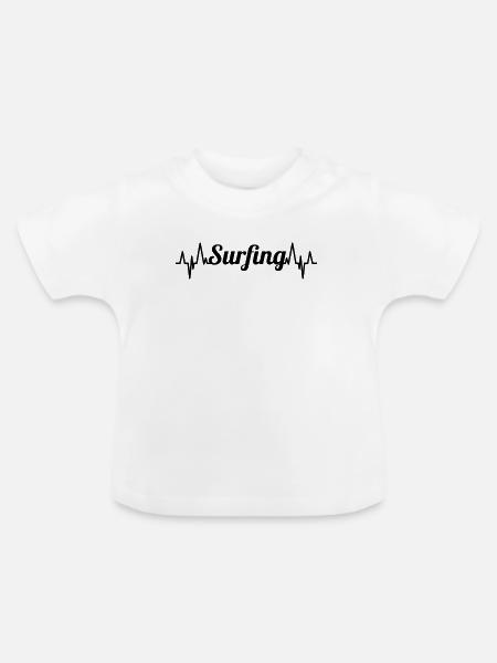 Surfing Herzschlag - Baby Bio-T-Shirt mit Rundhals - Weiß