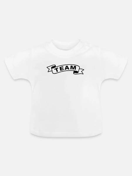 Team Banderole - Baby Bio-T-Shirt mit Rundhals - Weiß