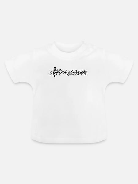 Musiknoten Melodie Notenschlüssel - Baby Bio-T-Shirt mit Rundhals - Weiß