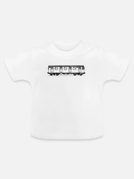 Blanko U-Bahnwaggon Graffiti - Illustration - Baby Bio-T-Shirt mit Rundhals - Weiß