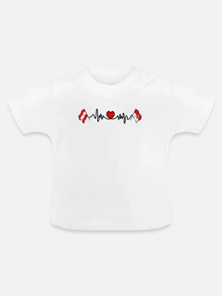 Salzburger Flaggenherzschlag - Baby Bio-T-Shirt mit Rundhals - Weiß