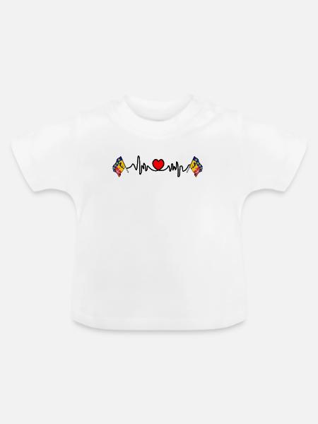 Alpes Herzschlag-Liebe - Baby Bio-T-Shirt mit Rundhals - Weiß