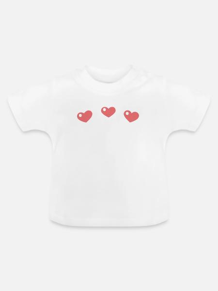 Pastellherzen mit einem schlanken Muster - Baby Bio-T-Shirt mit Rundhals - Weiß