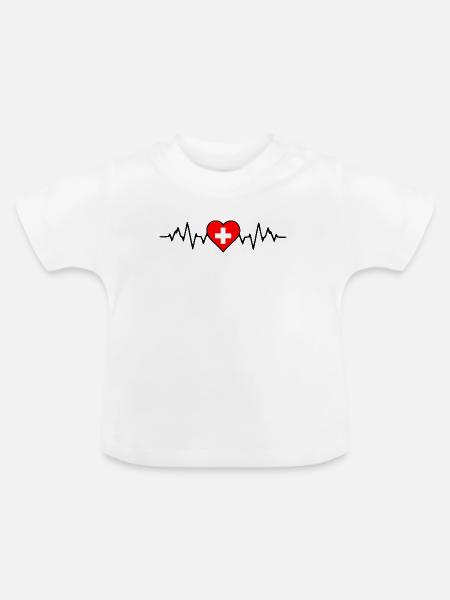 Schweiz Herzschlag - Baby Bio-T-Shirt mit Rundhals - Weiß