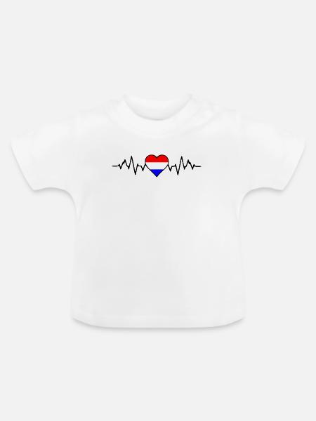 Holland-Herzschlag - Baby Bio-T-Shirt mit Rundhals - Weiß