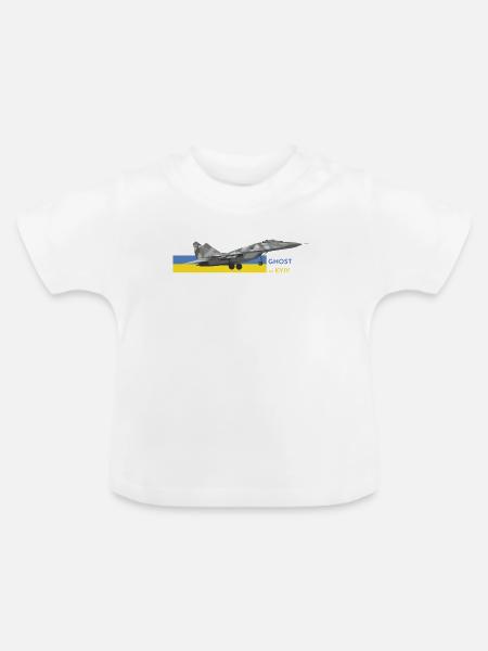 UKRAINE: Geist von Kiew Kampfjet - Baby Bio-T-Shirt mit Rundhals - Weiß