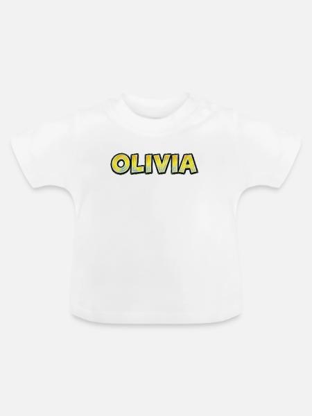 Olivia, Handgezeichnete Typografie - Baby Bio-T-Shirt mit Rundhals - Weiß