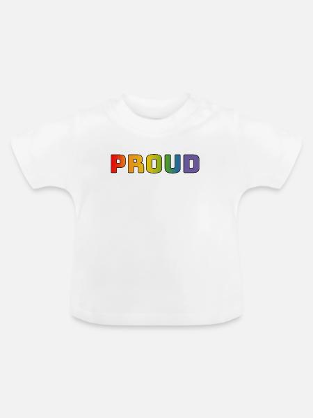 Regenbogen proud schwarz - Baby Bio-T-Shirt mit Rundhals - Weiß