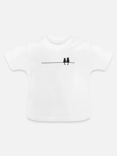 Katzensilhouetten - Baby Bio-T-Shirt mit Rundhals - Weiß