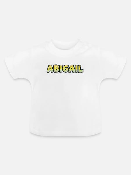 Abigail – Handgezeichnete Typografie - Baby Bio-T-Shirt mit Rundhals - Weiß