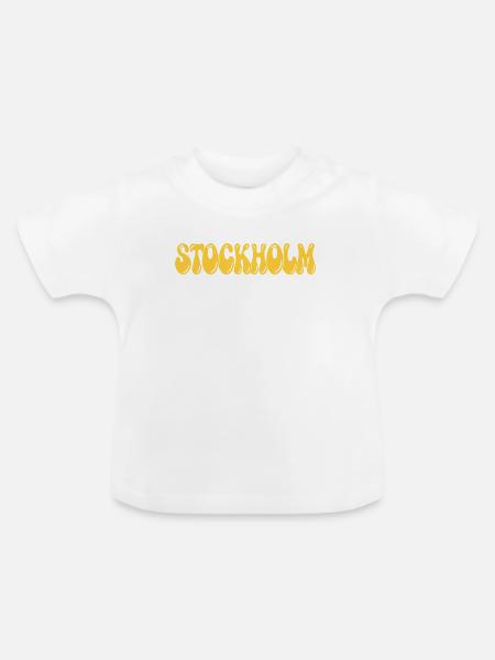 Stockholm Yellow Bubble Retro - Baby Bio-T-Shirt mit Rundhals - Weiß