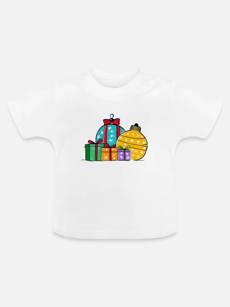 Weihnachtsgeschenkkugeln & -boxen - Baby Bio-T-Shirt mit Rundhals - Weiß