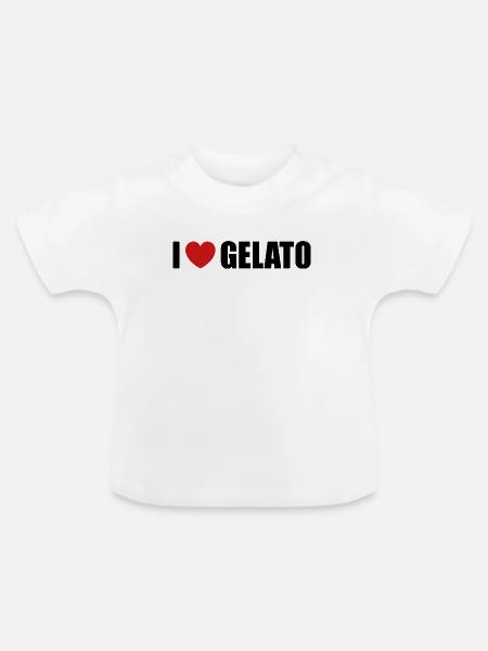 I love Gelato - Baby Bio-T-Shirt mit Rundhals - Weiß