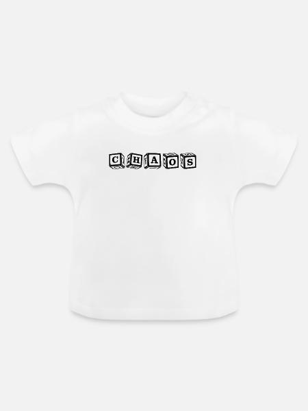 Chaos – Auffälliges 3D-Würfelbuchstaben-Design - Baby Bio-T-Shirt mit Rundhals - Weiß