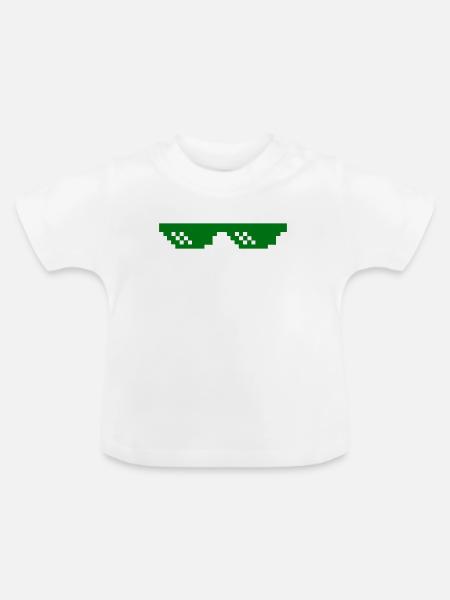 Grünes Pixelmuster mit Kontrastblöcken - Baby Bio-T-Shirt mit Rundhals - Weiß