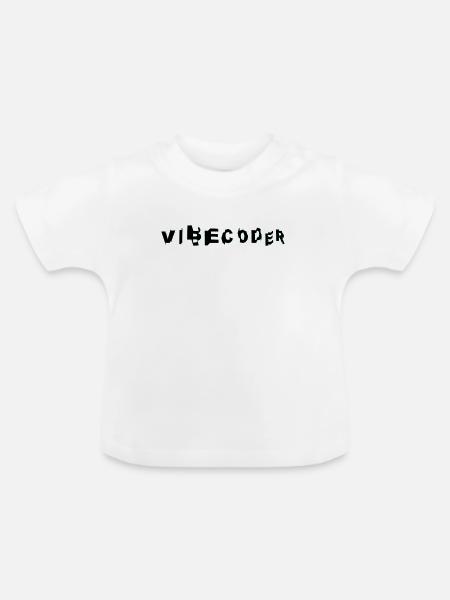 VibeCoder Glitch Neon - Baby Bio-T-Shirt mit Rundhals - Weiß
