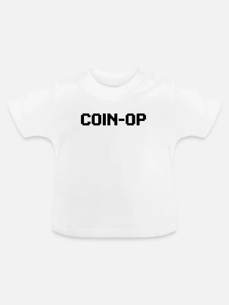 Coin Op Pixel Schriftzug - Baby Bio-T-Shirt mit Rundhals - Weiß