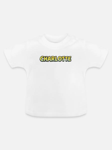 Charlotte – Handgezeichnete Typografie - Baby Bio-T-Shirt mit Rundhals - Weiß