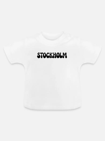 Stockholm Retro Groovy Black - Baby Bio-T-Shirt mit Rundhals - Weiß