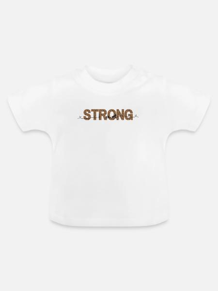 Leopard STRONG Schriftprint - Baby Bio-T-Shirt mit Rundhals - Weiß