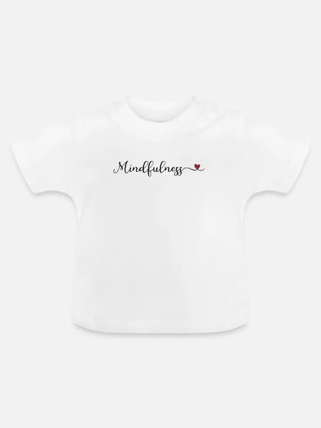 Achtsamkeit süßes Logo mit Herz - Baby Bio-T-Shirt mit Rundhals - Weiß