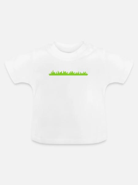 Gras oder Rasen - Baby Bio-T-Shirt mit Rundhals - Weiß