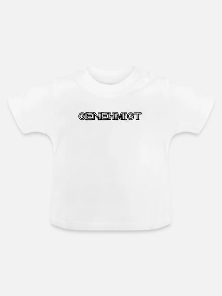 GENEHMIGT Schriftzug handgezeichnet - Baby Bio-T-Shirt mit Rundhals - Weiß