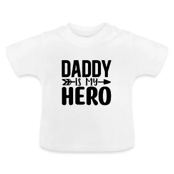 Papa est mon héros - T-shirt bio col rond Bébé - blanc - Devant