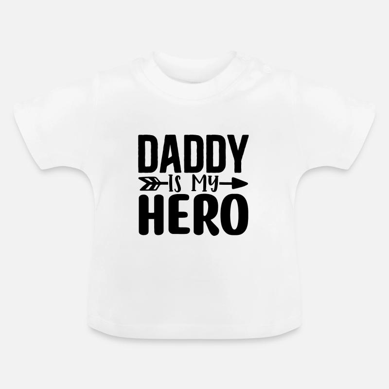 Papa est mon héros - T-shirt bio col rond Bébé - blanc