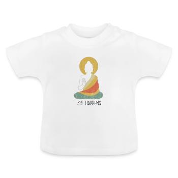 Bouddha drôle bouddhisme méditation paix dharma zen - T-shirt bio col rond Bébé - blanc - Devant